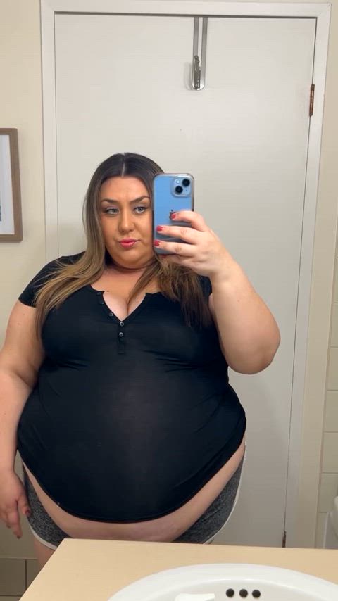 bbw brunette feedee ssbbw belly clip