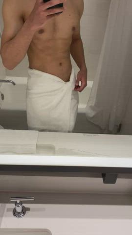 Taking off the towel