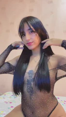 camgirl cute latina lingerie long hair natural tits nipples tattoo teen webcam clip