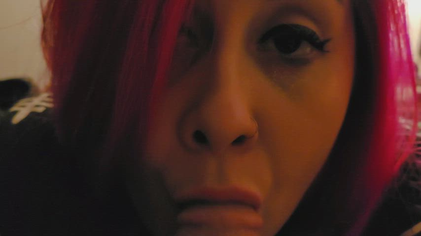 Blowjob Eye Contact Goth MILF Redhead Wife clip