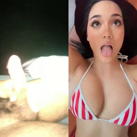 bbc big tits cum cumshot masturbating split screen porn clip