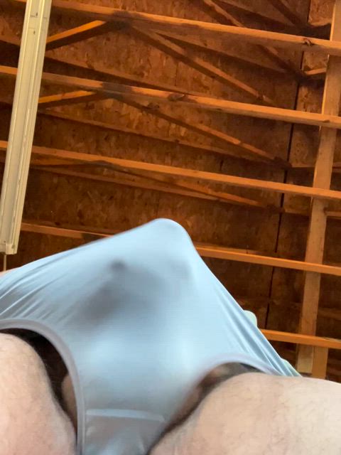 Just having fun with a silky pair of my wife’s panties. Almost made a mess