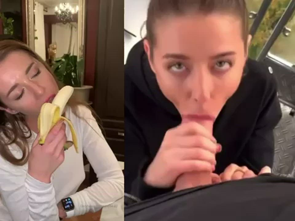 Bj banana video and bj in public with cumshot collage