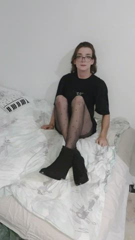 crossdressing femboy girl dick glasses nerd pantyhose sissy stockings trans femboys