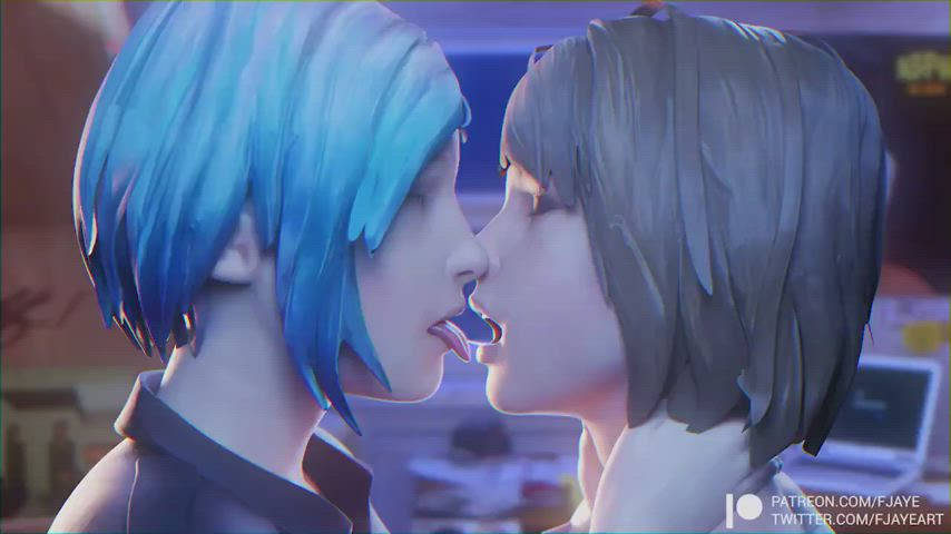 Animation French Kissing Girlfriends Kiss Kissing Lesbian Yuri clip