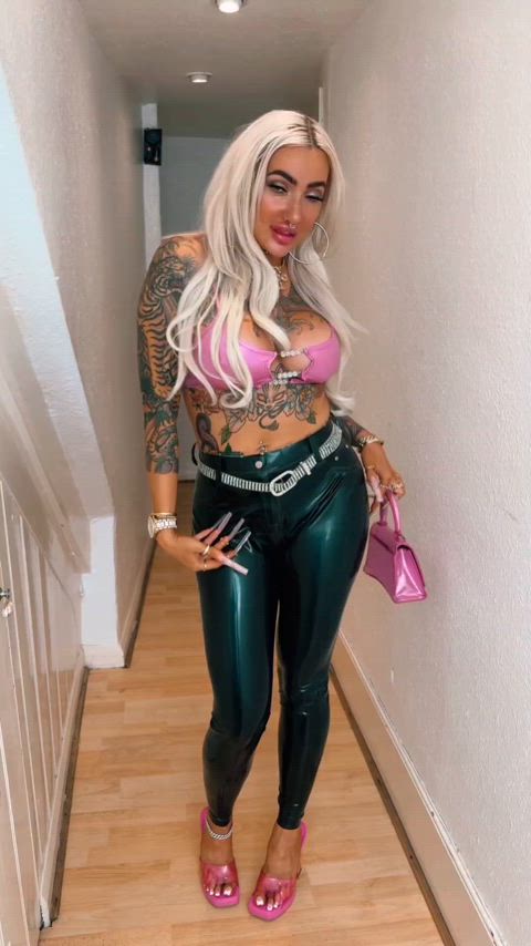 Custom black right latex pants