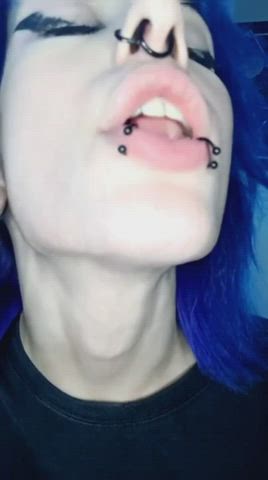 Alt Goth Piercing Saliva Solo Spit Throat Tongue Fetish White Girl clip