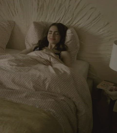 brunette lily collins lingerie clip