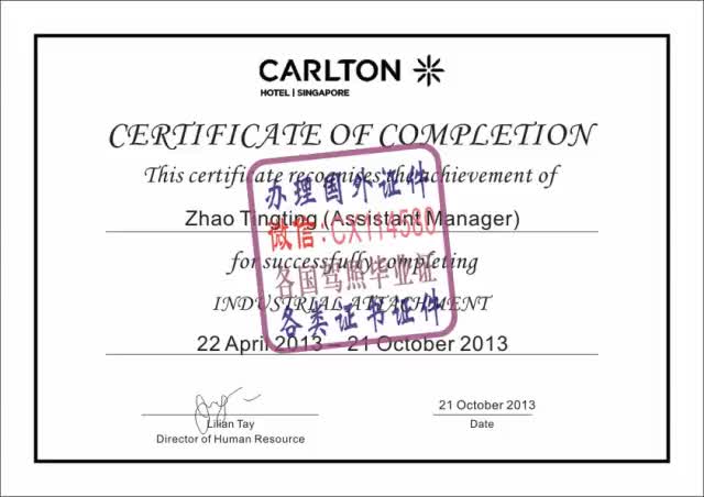 新加坡卡尔登酒店实习证书办理（WeChat微：CX114580）, Carlton Hotel