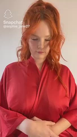 Incredible Redhead Snapchat Titties In a Silken Robe