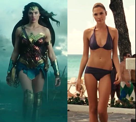 Gal Gadot Wonder woman vs in bikini 