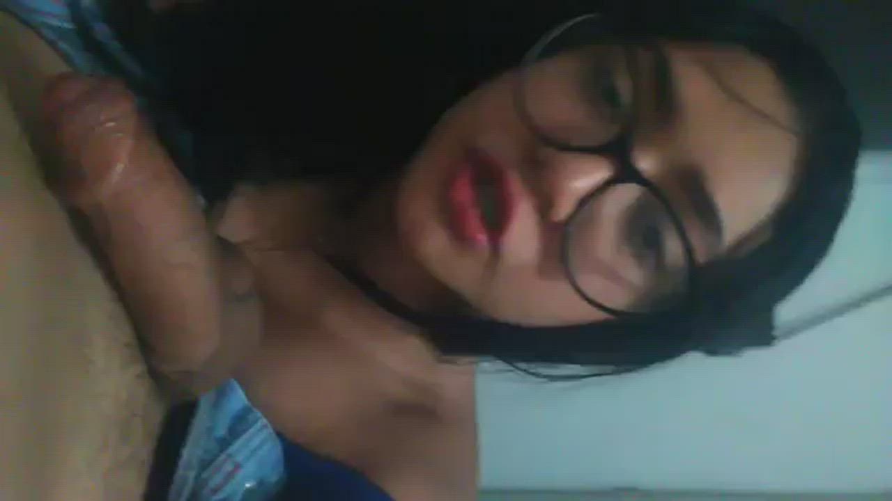 18 Years Old Blowjob Brunette Colombian Glasses Latina POV Sloppy Teen clip