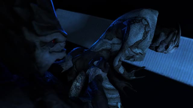 Mass effect - a turian gets his prostate checked by rooking