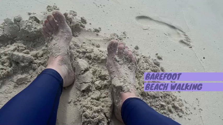 Barefoot walking. Dirty job for foot slaves