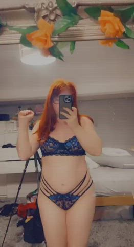 chubby curvy cute dancing pale redhead selfie tease teasing clip