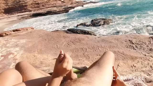 Cumshot with a stunning view