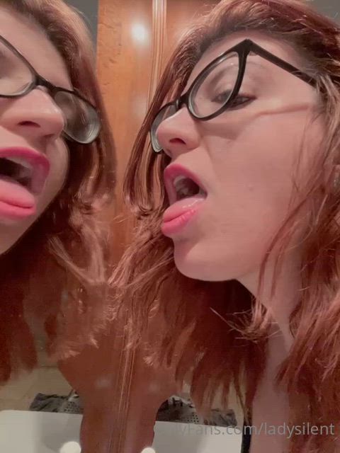 glasses long tongue redhead tongue tongue fetish clip