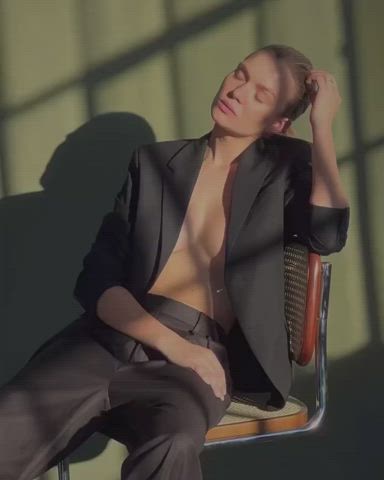blonde cleavage josephine skriver model natural tits small tits clip