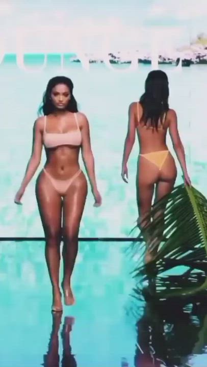 Ass Bikini Bubble Butt Cute Ebony Model Oil Oiled Thick clip