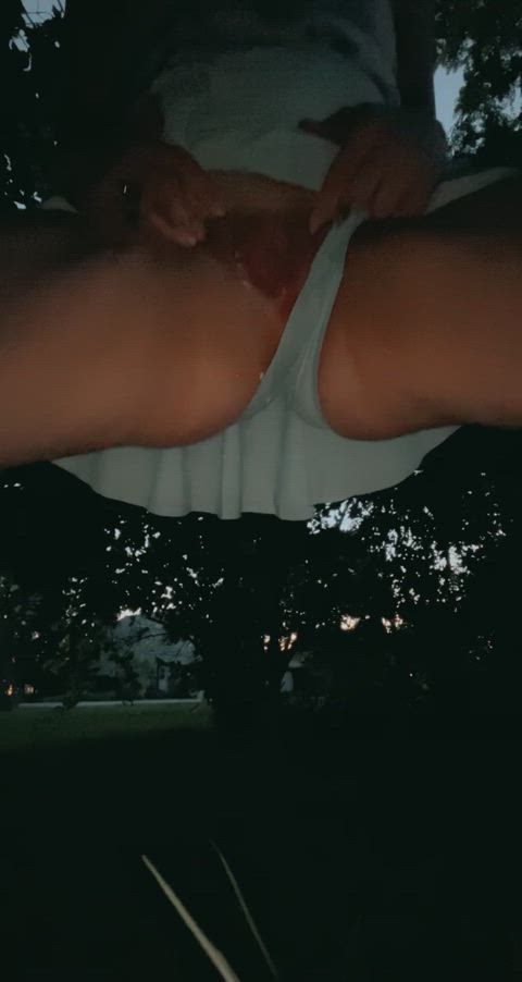 You drive by and see me playing with my pussy outside, squirting all over, what do