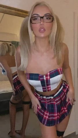 blonde glasses onlyfans schoolgirl sex sex toy strip teen tiktok clip