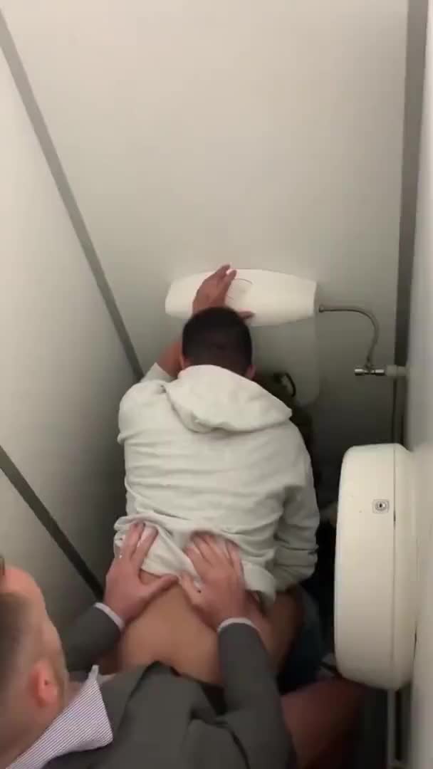 Bred bareback in airport bathroom