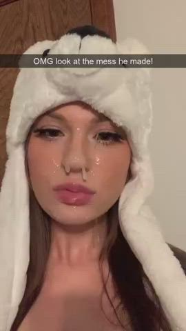 Cumshot Cute Facial clip