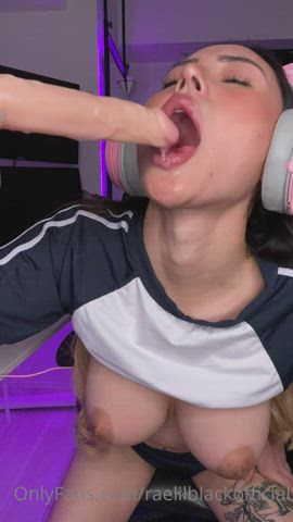 asian big tits deepthroat dildo gamer girl japanese rae lil black spit tongue fetish
