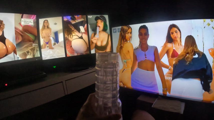 caption cock fleshlight goonette gooning jerk off solo split screen porn r/gooned