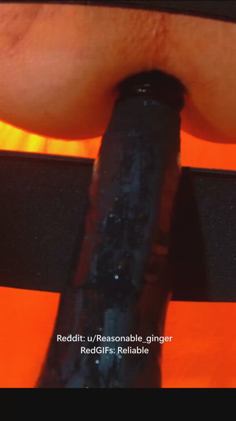 Closeup of my hole riding a black dildo