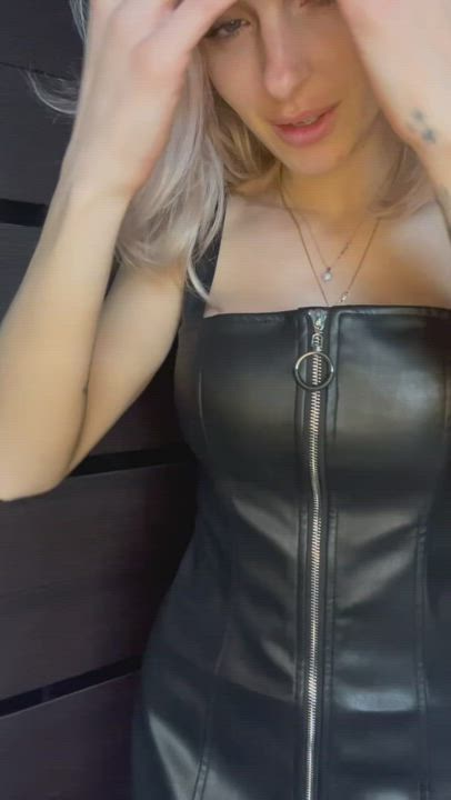 strip in leather dress. do you love BDSM?)
