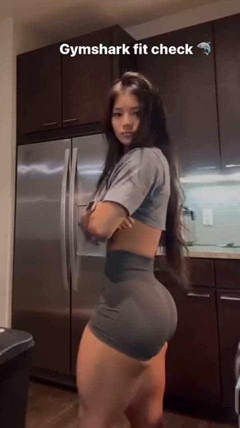 asian ass athletic big ass booty bubble butt cute gym workout yoga pants clip