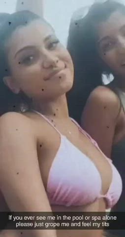 bikini boobs grabbing groping pink pool sex tits clip