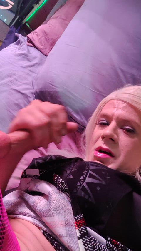 blonde cum cumshot facial homemade jerk off masturbating trans clip