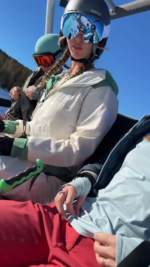 Comparing frozen nipples on a ski lift ⛷️