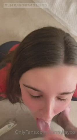 amateur brunette cock worship cosplay cum in mouth cum swallow cumshot facial teen