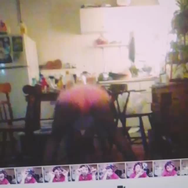 ? rainbow skirt booty shaking show in my kitchen ???? loll iWish I could email this