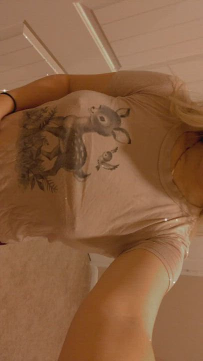 Boob drop in my favorite Bambi shirt 🥰💖