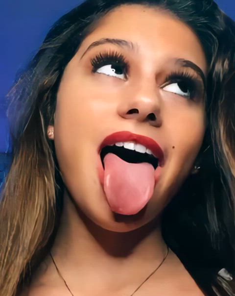 cumshot cute facial long tongue pornstar tease teen tiktok tongue tongue fetish clip