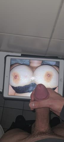 big tits cum cumshot male masturbation tribute clip