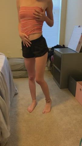 Skinny girl undressing