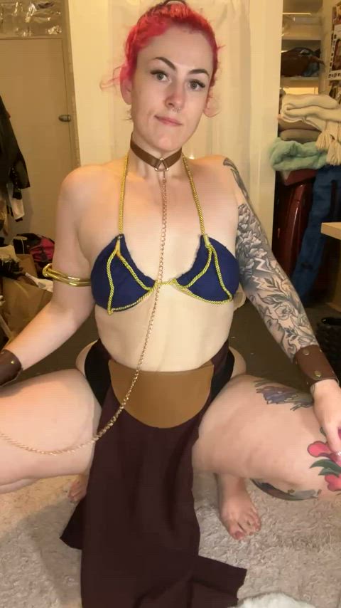 chubby cosplay costume cute lapdance princess leia sexy slave tattoo twerking clip