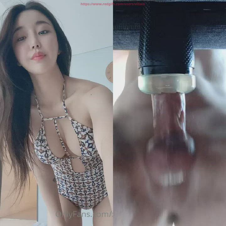 Asian BabeCock Cock Milking Cuckold Fleshlight Korean OnlyFans Split Screen Porn