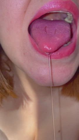 cum in mouth drooling swallowing clip