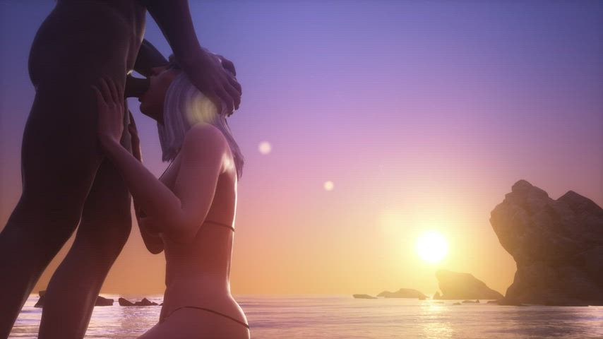 3D Beach Big Dick Big Tits Bikini Blowjob Deepthroat clip
