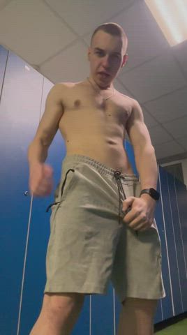 Wanna have risky fun with me right in the middle of the locker room?