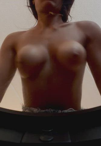 Boobs behind glass!!