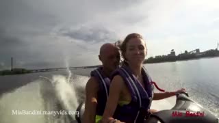 Public anal ride on the jet ski in the city centre