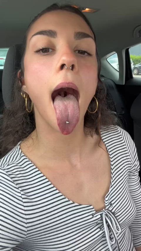 brunette long tongue tongue tongue fetish lips-and-tongue mouth-kink clip