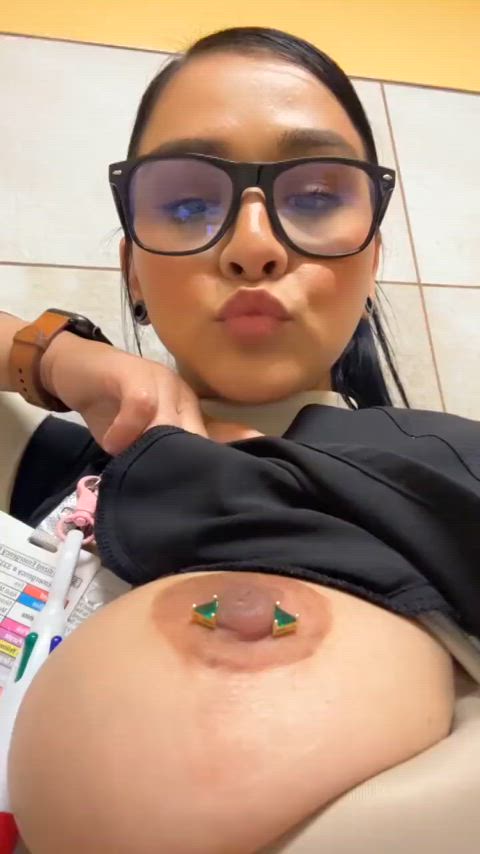 big tits fake tits latina nipple piercing nurse pierced tits clip